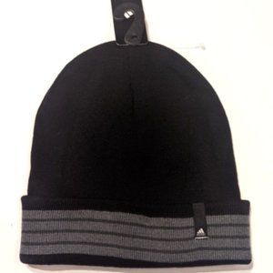 Adidas Men Climawarm SOFT STRETCH Beanie Knit Hat Black Fold Cuffed ONE SIZE NWT